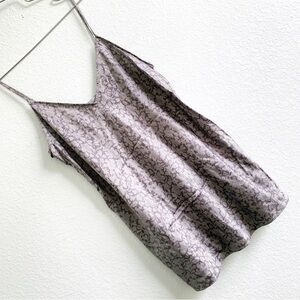 VINCE camisole 100% silk grey floral top sleeveless spaghetti strap blouse Small
